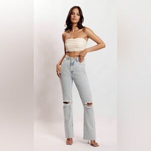Meshki Lauren Straight Leg Ripped Jeans